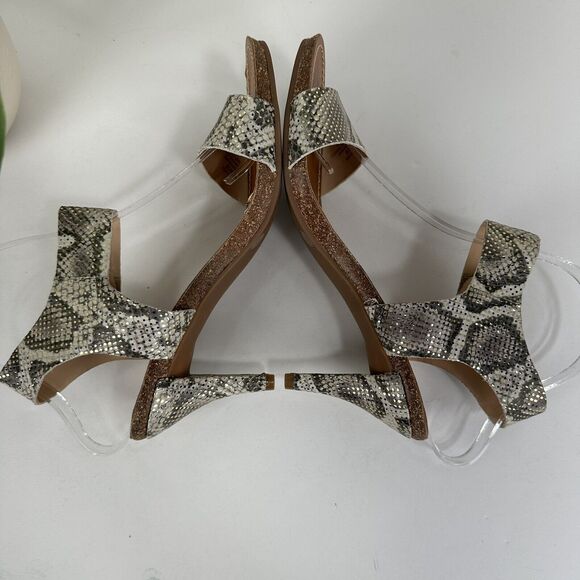 Vince Camuto Olinsa Pumps Gray Sparkle Snakeskin Print Ankle‎ Strap Shoe Size 8M - Picture 6 of 10